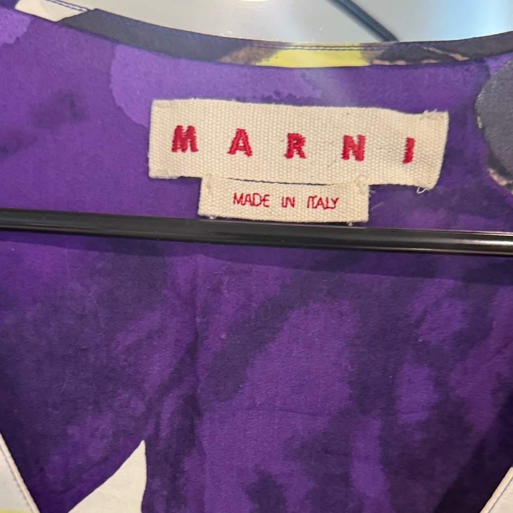 Marni Vibrant Purple and Yellow Floral Mini Dress size 46 - Picture 2 of 6